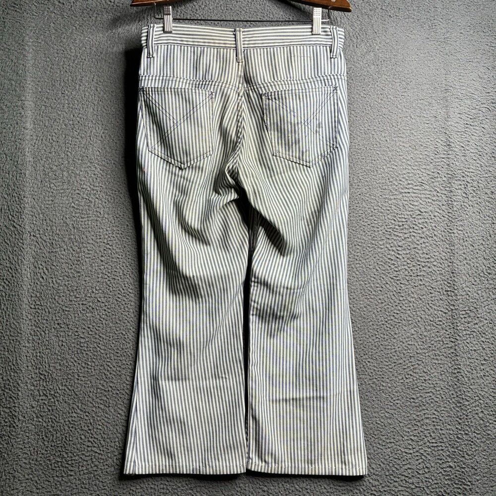 Vintage 60s Kids Youth Denim Bell Bottom Flare Jeans Hickory Railroad Stripe 32